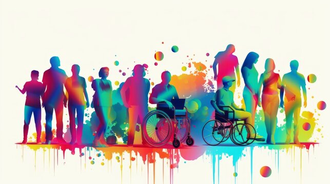 Inclusive hospitality concept with diverse travelers, including guests with disabilities, enjoying accessible vacation services in a welcoming environment.